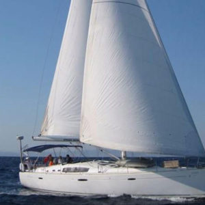 Oceanis 54 sailboat while sailing as part of a yacht rental holiday in Greece